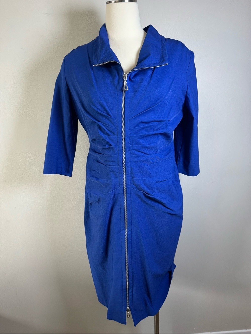 Joseph Ribkoff Bold Royal Blue Dress with Front Zip size 14